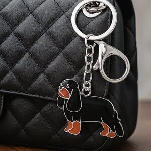 Dachshund Dog Keychain – Enamel Bag Charm – Pet Lover Gift